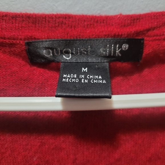 August Silk Red Sleeveless Silk Blend Tank Top M - Picture 3 of 5